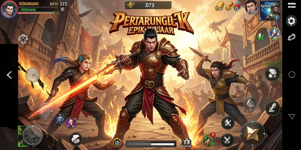 Screenshot D73 menampilkan aksi pertarungan yang intens dan mendebarkan.