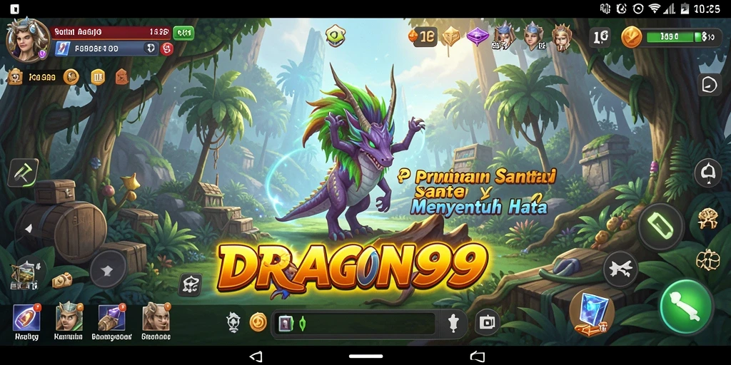 Tampilan gameplay DRAGON99 yang ceria dan penuh warna.