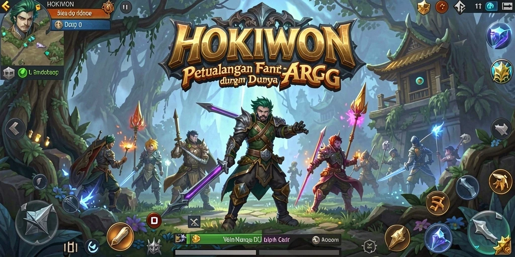 Screenshot dari HOKIWON menampilkan aksi pertarungan yang mendebarkan di dunia fantasi.