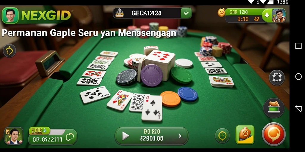 Screenshot gameplay NEXGID menampilkan serunya permainan gaple.
