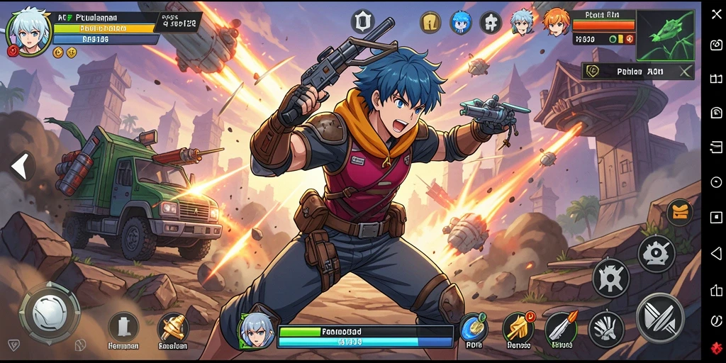 Tangkapan layar utama PP123 menampilkan aksi seru dalam dunia Anime.