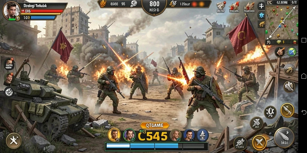 Screenshot QTGAME menunjukkan aksi seru dalam gameplay strategi.