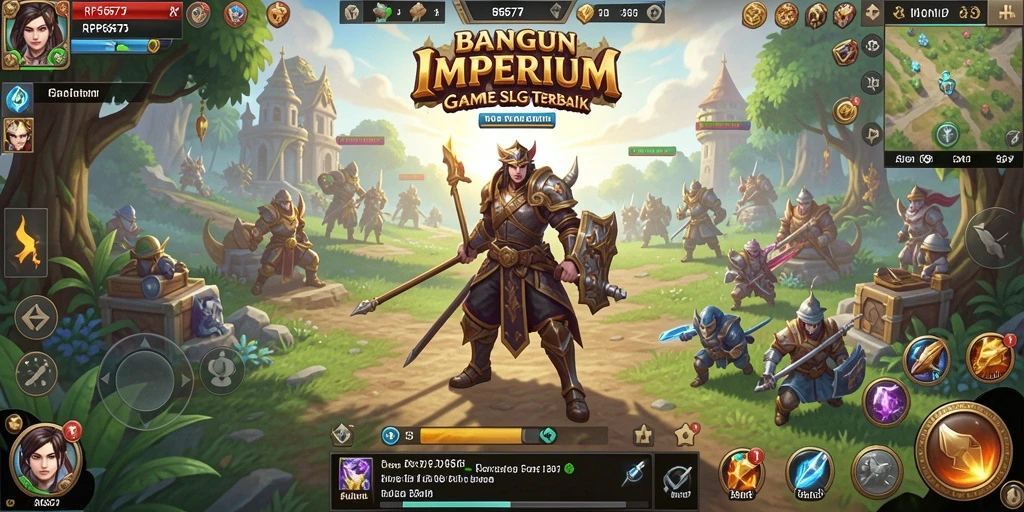 Tampilan gameplay RP6677 dengan pertempuran strategis dan pembangunan kerajaan.