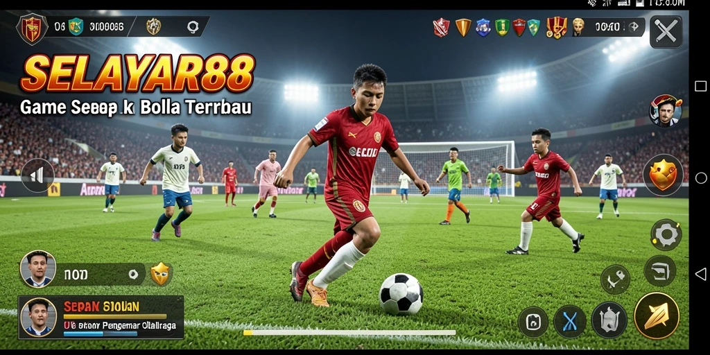 Tangkapan layar gameplay SELAYAR88 dengan aksi sepak bola yang mendebarkan.