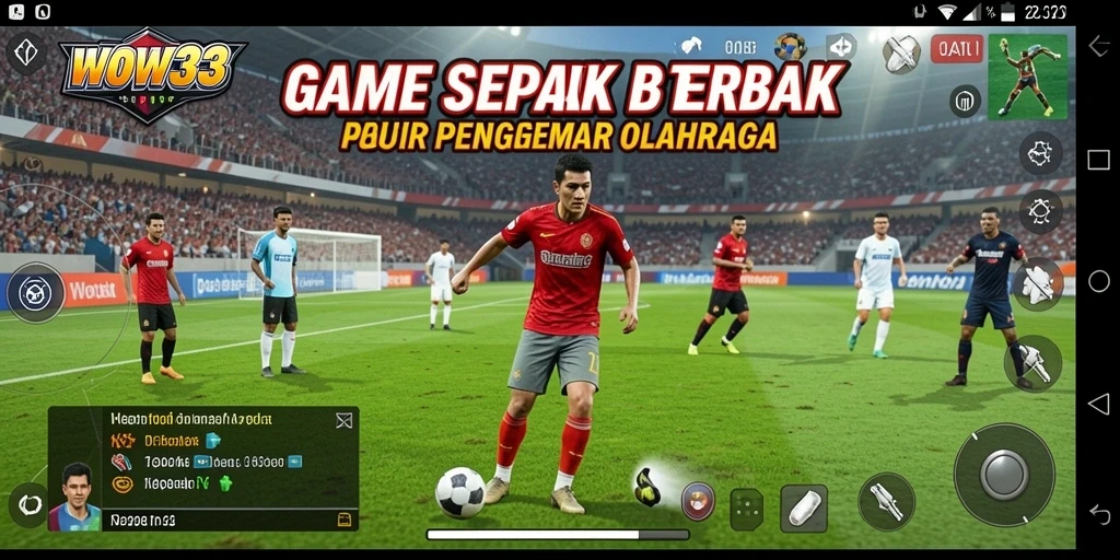 Tangkapan layar WOW33 menampilkan aksi seru di lapangan sepak bola.