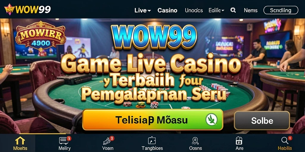 Screenshot WOW99 menampilkan dealer langsung dan suasana kasino virtual.